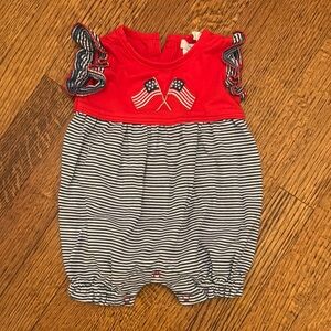 Red and Blue Striped Baby Romper